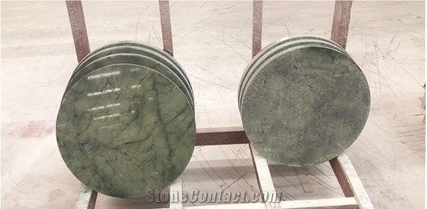 China Peacock Green Marble Polished Coffee Table Tops